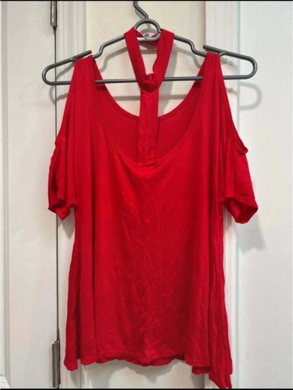 Red Cold-Shoulder Halter Tunic Top - Women's, new with tag, size medium, sexy